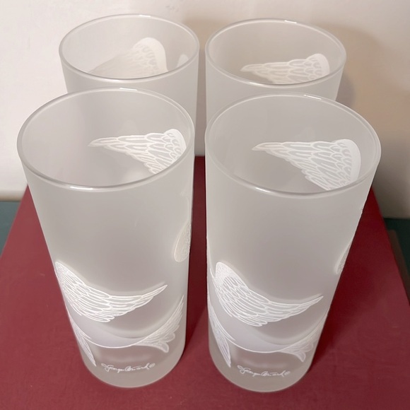 Vintage NOS Georges Briard Etched Frosted Dove Bird Glass Tumblers Set of 4 - Picture 5 of 9